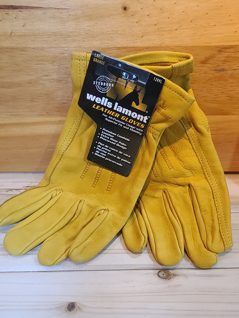 Wells Lamont Men's Yellow Leather Work Gloves - Durable All-Purpose NWT Large
